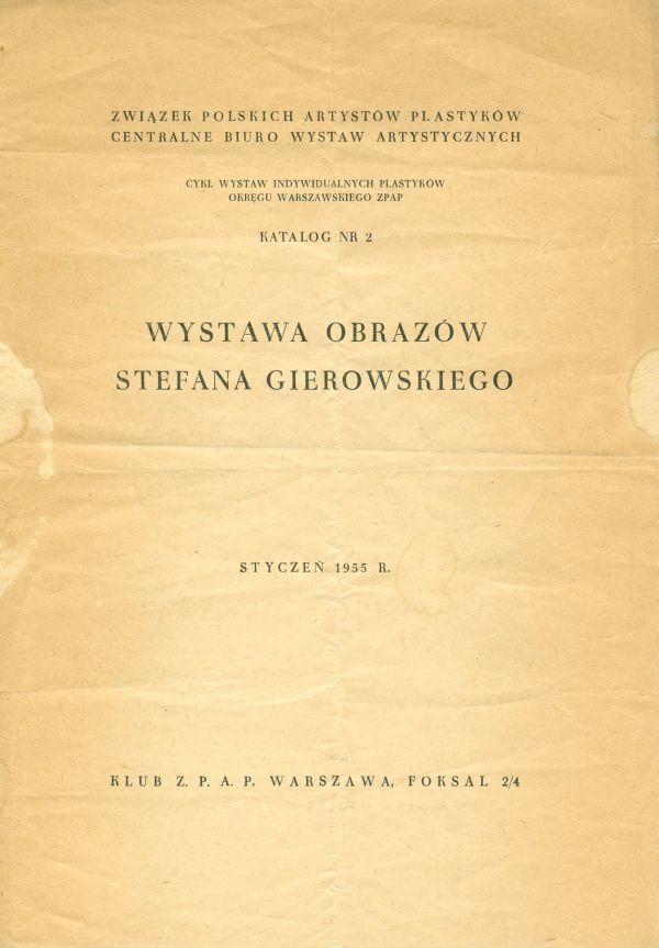 Katalog    Wystawa obrazów Stefana Gierowskiego