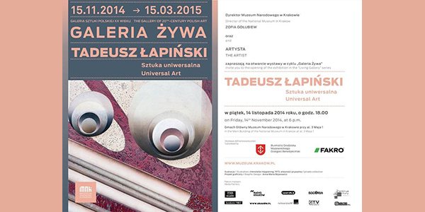 Tadeusz Łapiński. Sztuka uniwersalna (15 listopada 2014  -  15 marca 2015)  Muzeum Narodowe Kraków